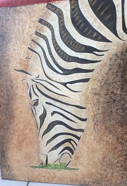 Zebra € 60,00.    60x80 cm. Verkocht.